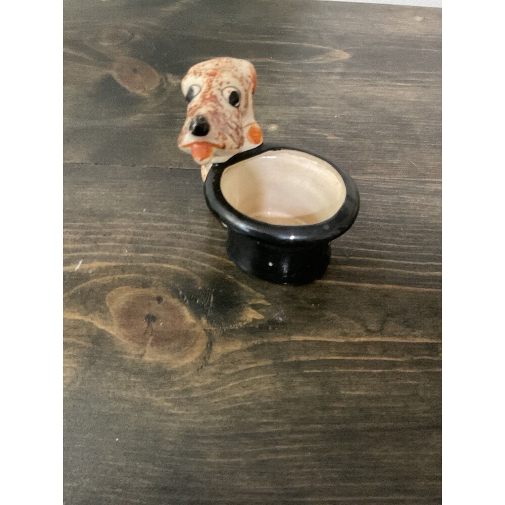 Vintage Occupied Japan Spotted Dog Top Hat Planter Toothpick Holder Ceramic